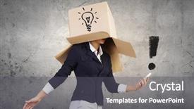  Presentation with box carton - PPT theme enhanced with gender personality - businesswoman using mobile phone wearing background and a  colored foreground