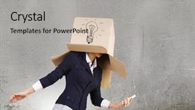  Presentation with box carton - Colorful theme enhanced with gender personality - businesswoman using mobile phone wearing backdrop and a  colored foreground