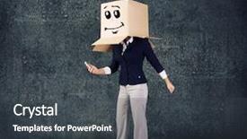  Presentation with box carton - Slide set featuring gender personality - businesswoman using mobile phone wearing background and a  colored foreground