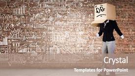  Presentation with box carton - Presentation theme featuring gender personality - businesswoman using mobile phone wearing background and a  colored foreground