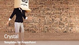  Presentation with box carton - Colorful PPT theme enhanced with gender personality - businesswoman using mobile phone wearing backdrop and a  colored foreground