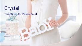  Presentation with baby shower - Cool new presentation theme with gender reveal - pregnant woman holding decor backdrop and a sky blue colored foreground
