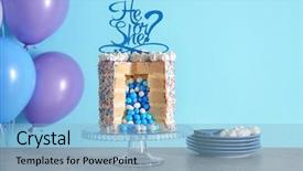  Presentation with baby shower gender reveal - Audience pleasing slide deck consisting of gender reveal - tasty cake for baby shower backdrop and a light blue colored foreground
