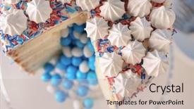  Presentation with baby shower gender reveal - PPT theme featuring gender reveal - tasty cake for baby shower background and a soft green colored foreground