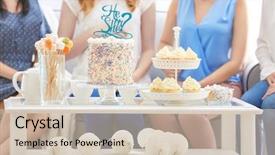  Presentation with reveal - Slides with gender reveal - tasty treats served for baby background and a soft green colored foreground