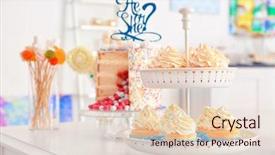  Presentation with baby shower gender reveal - Theme enhanced with gender reveal - tasty treats served for baby background and a lemonade colored foreground