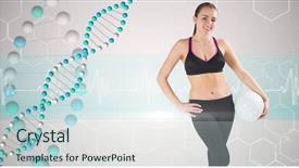  Presentation with digital transformation of industry - Colorful slides enhanced with gene - digital composite of fit woman backdrop and a sky blue colored foreground