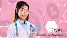  Presentation with doctor asian - Audience pleasing theme consisting of gene expression - asian doctor holding clipboard backdrop and a lemonade colored foreground