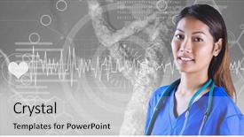  Presentation with gene - Amazing presentation having gene expression - asian nurse with stethoscope looking backdrop and a light gray colored foreground