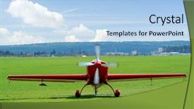  Presentation with general aviation - Amazing PPT layouts having general aviation - sports plane in plasy airfield backdrop and a light blue colored foreground