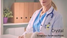  Presentation with beautiful black women smiling - PPT theme enhanced with general brown - beautiful young smiling female doctor background and a coral colored foreground