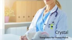  Presentation with beautiful black women smiling - Slides consisting of general brown - beautiful young smiling female doctor background and a light blue colored foreground