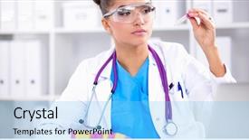  Presentation with beautiful black women smiling - Amazing PPT theme having general brown - beautiful young smiling female doctor backdrop and a  colored foreground