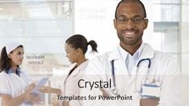  Presentation with medical - Beautiful presentation theme featuring general brown - portrait of young afro-american doctor backdrop and a  colored foreground