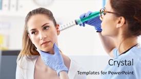  Presentation with office cleaning - PPT theme having general cleaning - adult woman having a visit background and a light blue colored foreground