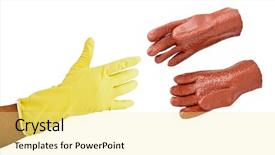  Presentation with household chemical - Cool new presentation theme with general cleaning - classic chemical protection gloves household backdrop and a blonde colored foreground