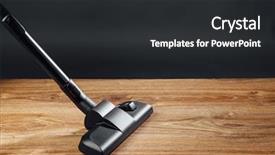  Presentation with floor care and cleaning services - Audience pleasing presentation theme consisting of general cleaning - vacuum cleaner brush on wooden backdrop and a dark gray colored foreground