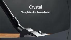  Presentation with brush - PPT theme having general cleaning - vacuum cleaner brush on wooden background and a dark gray colored foreground