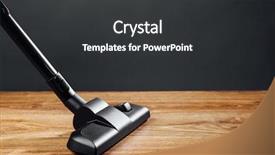  Presentation with brush - Cool new PPT layouts with general cleaning - vacuum cleaner brush on wooden backdrop and a dark gray colored foreground