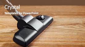  Presentation with brush - Slide deck consisting of general cleaning - vacuum cleaner brush on wooden background and a coral colored foreground