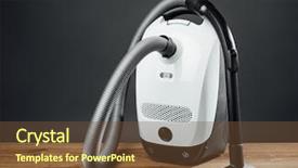  Presentation with vacuum cleaner robot - Theme featuring general cleaning - vacuum cleaner on grey background background and a tawny brown colored foreground