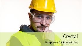  Presentation with start construction - Colorful PPT layouts enhanced with general contractor - job do it yourself man backdrop and a yellow colored foreground