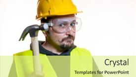  Presentation with start construction - Amazing slides having general contractor - job do it yourself man backdrop and a  colored foreground