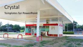  Presentation with gas station - Slide deck consisting of general expense - closed gas station background and a light gray colored foreground