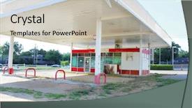  Presentation with gas station - Presentation design enhanced with young furious businesman crashing stone background and a light gray colored foreground.