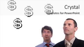  Presentation with flying - PPT theme enhanced with general formal - business team watching money flying background and a white colored foreground