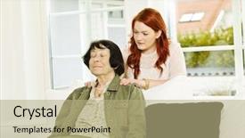  Presentation with giving - Cool new presentation design with general healthy living medical - young woman giving massage backdrop and a mint green colored foreground