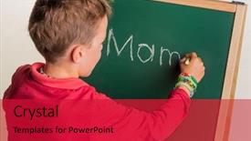  Presentation with knowledge - Colorful theme enhanced with general knowledge - child writes the word mom backdrop and a red colored foreground