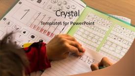  Presentation with homework - PPT layouts enhanced with general knowledge - schoolboy doing his homework school background and a soft green colored foreground