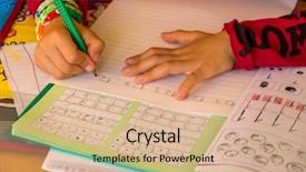  Presentation with homework - Amazing PPT layouts having general knowledge - schoolboy doing his homework school backdrop and a coral colored foreground