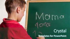  Presentation with school board - Audience pleasing slide deck consisting of general knowledge - schoolboy with school board backdrop and a ocean colored foreground