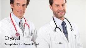  Presentation with portrait of medical professionals - PPT theme with general knowledge - team of medical professionals background and a  colored foreground