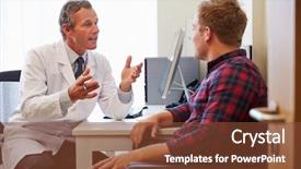 Presentation with doctor office - Amazing presentation design having general meeting - patient having consultation with male backdrop and a tawny brown colored foreground