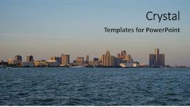  Presentation with detroit - PPT theme featuring general motors - view of downtown detroit skyline background and a light blue colored foreground