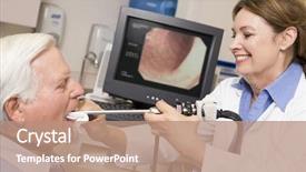  Presentation with patient check up tecnology - PPT theme enhanced with general practice - doctor performing check-up on patient background and a  colored foreground