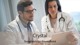  Presentation with female - Presentation theme having general practice - male and female doctors going background and a coral colored foreground