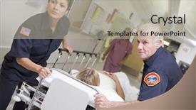  Presentation with moving patient to hospital bed - Slides featuring general practice - paramedics rushing emergency patient background and a light gray colored foreground