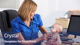  Presentation with baby doctor - Presentation design having 2017 written on sand beach at ocean background and a coral colored foreground