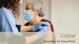  Presentation with covid vaccine - Audience pleasing theme consisting of general-practitioner-vaccinating-old-patient backdrop and a lemonade colored foreground