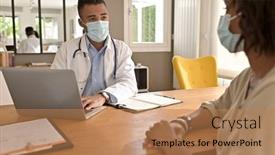  Presentation with surgical - Audience pleasing theme consisting of general-practitioner-with-patient backdrop and a coral colored foreground