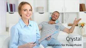  Presentation with psychology - Cool new presentation design with general psychology - young man after reception backdrop and a light blue colored foreground