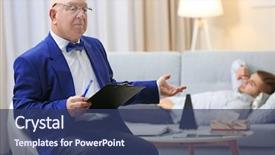  Presentation with young man on the phone - Slide set with general psychology - young man lying on sofa background and a ocean colored foreground