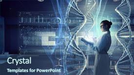  Presentation with research - Beautiful slide set featuring general science - scientist woman doing research mixed backdrop and a ocean colored foreground