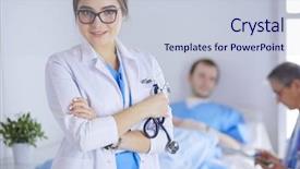  Presentation with general science - PPT layouts enhanced with general science - woman doctor standing with stethoscope background and a lemonade colored foreground