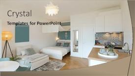  Presentation with chairs - Slide set enhanced with general-view-of-a-stylish background and a soft green colored foreground