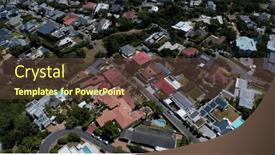  Presentation with building houses - Presentation theme featuring general-view-of-city background and a tawny brown colored foreground